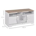 Móvel de TV para Sala de Estar com Espaço de Arrumação Prateleiras Abertas Orifício Passa Cabos 105x40x52 cm Branco e Madeira