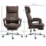 Cadeira de Escritório com 6 Pontos de Massagem por Vibração Reclinável com Altura Ajustável 65x61x101 - 113 cm Castanho Escuro