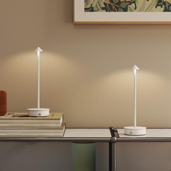 Conjunto de 2 Candeeiros de Mesa Recarregáveis por USB Reguláveis com Controlo Táctil 3000K/4500K/6500K Ø10x30 cm Branco