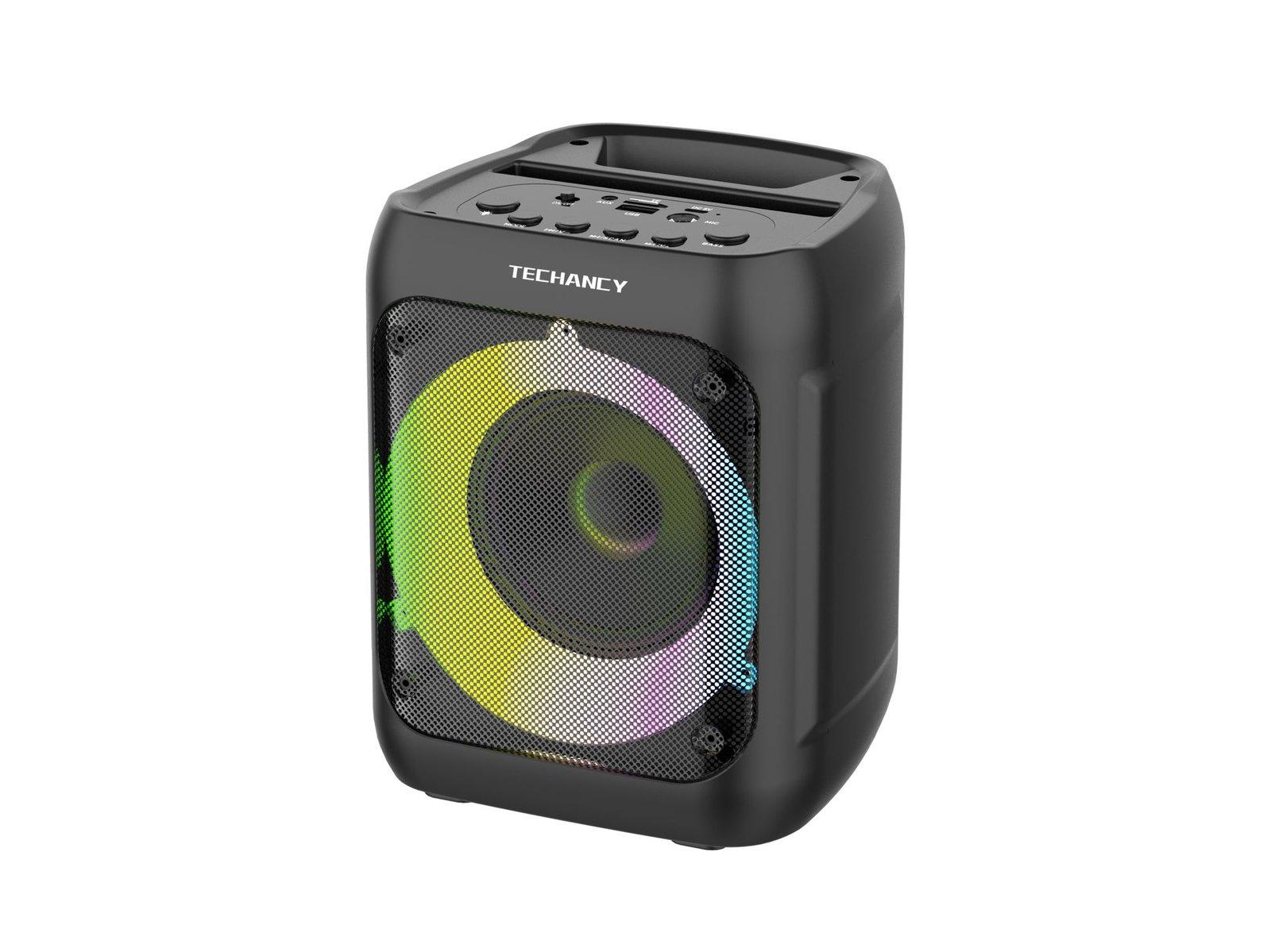 Altifalantes Bluetooth 5.0 Estereo, Altifalante Sem Fios Portatil , Luzes Coloridas, Bateria De 1500 Mah, Exterior Para Presentes De Festa Em Casa.Preto