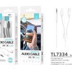 Lightning E Type-C Para 3.5Mm Cabo De Audio 1M Branco