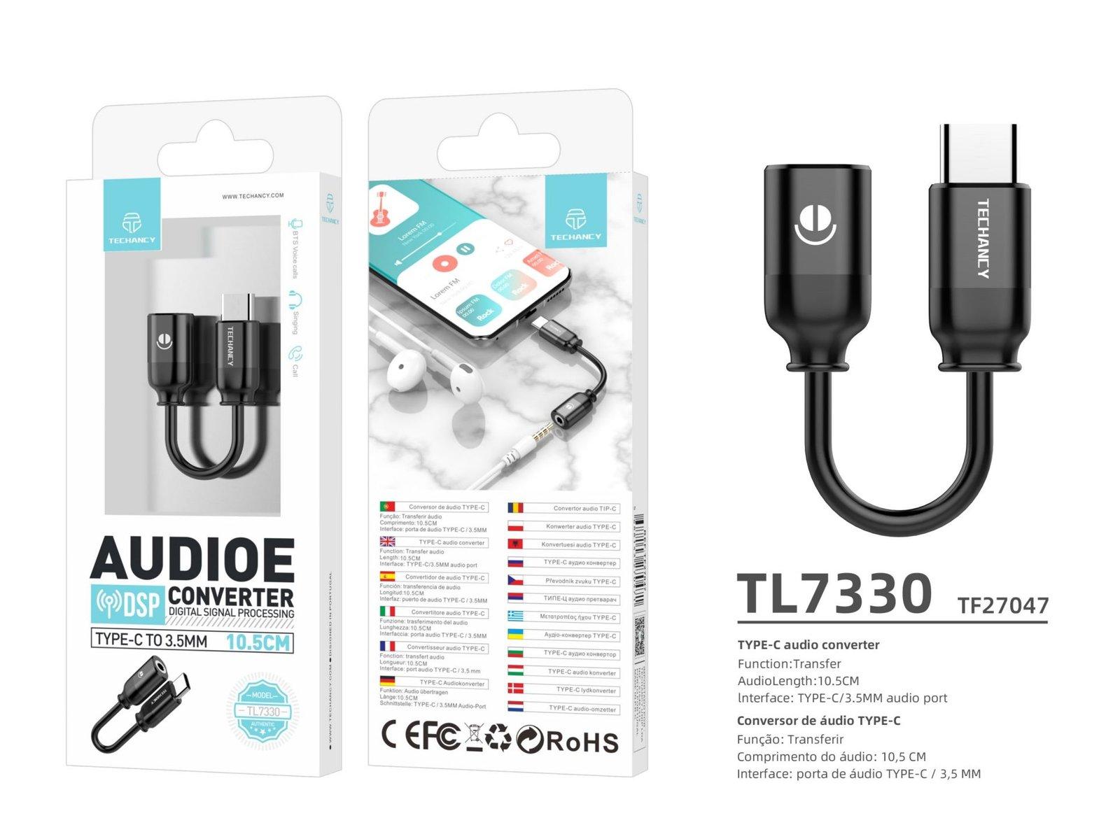 Digital Cabo De Audio Type-C Para 3.5Mm Preto