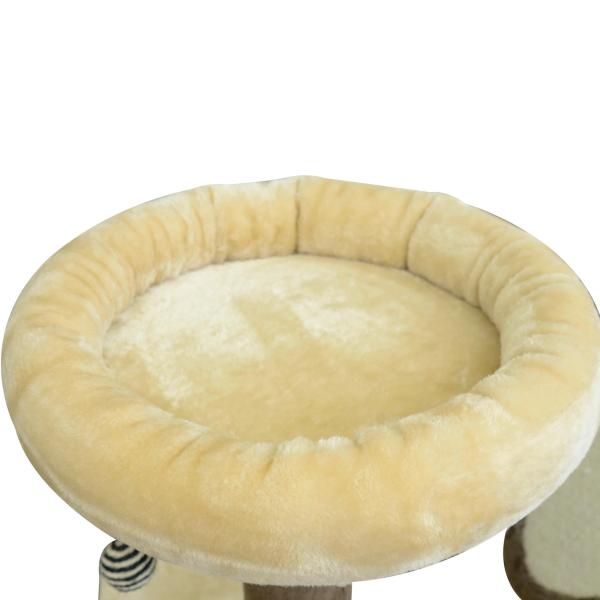 Árvore Arranhador para Gatos Grande Altura 153cm Torre de Escalada para Gatos com Caverna Redes Plataformas Postes Arranhadores de Sisal e Bola Suspensa Marrom e Bege