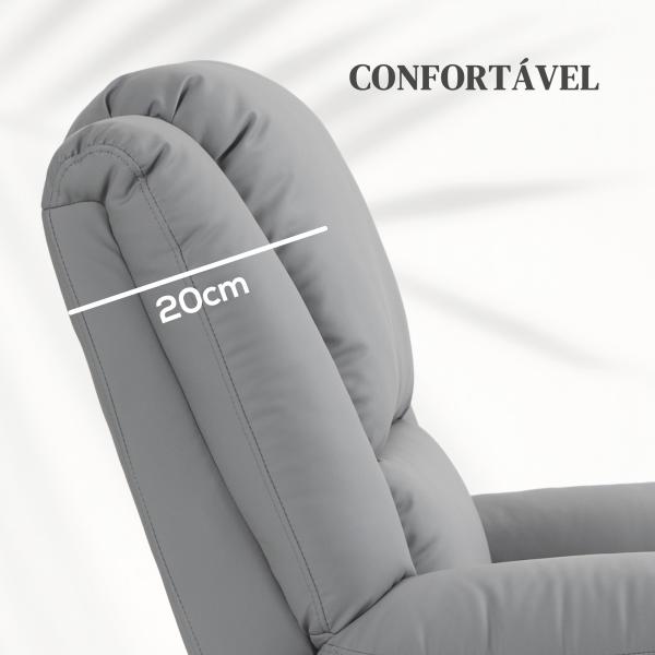 Poltrona Relax Levanta Pessoas com 8 Pontos de Massagem Reclinável com Função de Aquecimento 89x93x105 cm Cinza