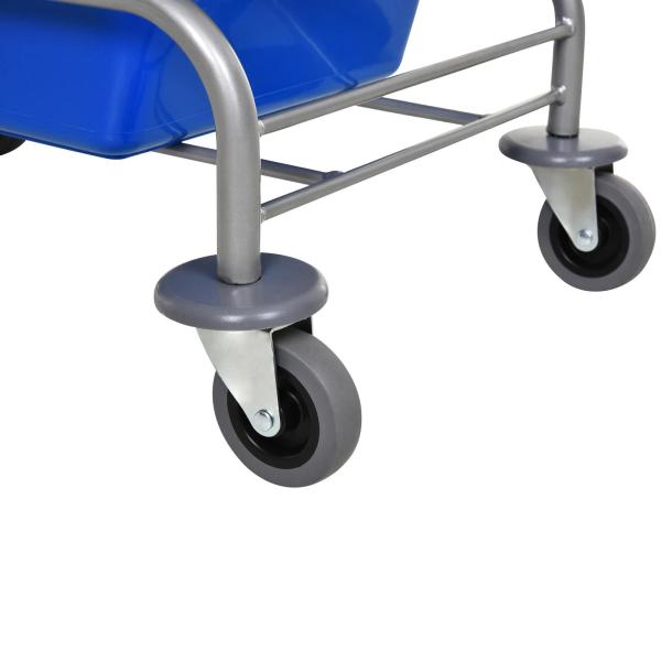 Carro de Limpeza Balde para Esfregona com Escorredor a Pressão Rodas e Cesto de Armazenamento Capacidade 26L 73x45x95 cm Azul