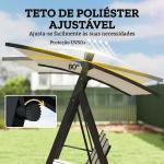 Baloiço de Jardim de 3 Lugares com Teto Ajustável UPF50+ Assento Transpirável e Estrutura em Metal 188x130x183 cm Creme
