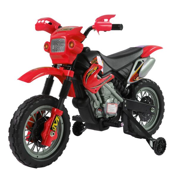 Mota Elétrica para Crianças Bateria 6V para Crianças acima de 3 Anos com Rodas de Apoio 102x53x66 cm Vermelho e Preto