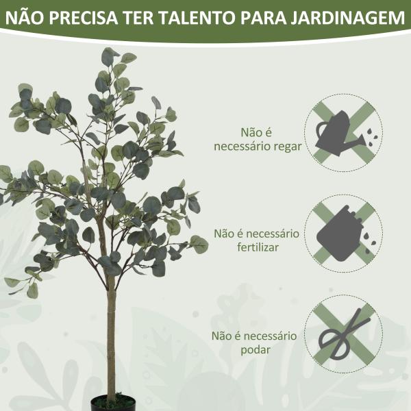 Eucalipto Artificial 120 cm Planta Artificial Decorativa Grande Árvore Artificial de Interior com 230 Folhas Verde