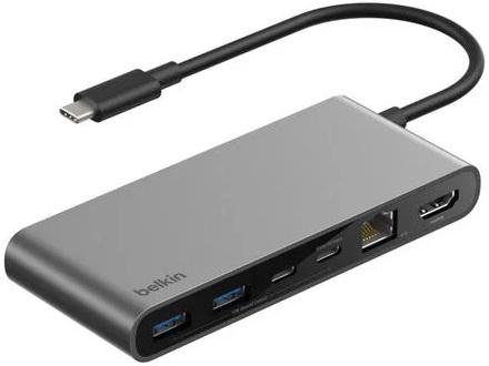 Hub USB - C 8 - EM - 1 (RJ45/HDMI/2x USB - C/2x USB - A/SD/MicroSD) - BELKIN