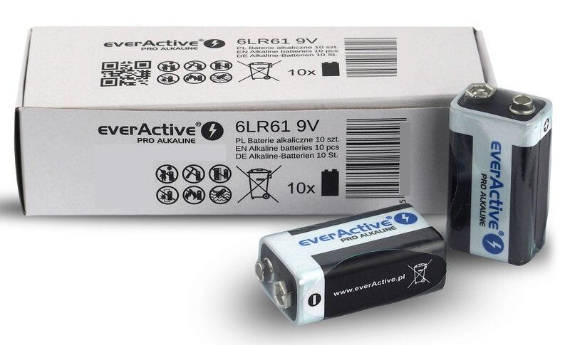 Pack 10x Pilhas Alcalinas 9V 6LR61 - everActive PRO ALKALINE