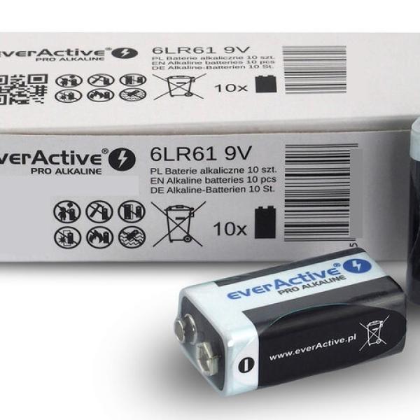 Pack 10x Pilhas Alcalinas 9V 6LR61 - everActive PRO ALKALINE