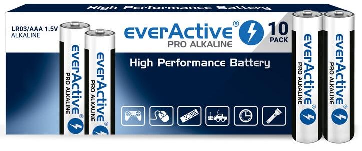 Pack 10x Pilhas Alcalinas 1,5V LR03 AAA - everActive PRO ALKALINE