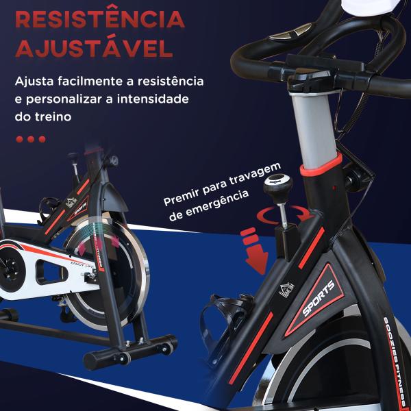 Bicicleta Estática com Resistência Ajustável Volante de Inércia de 8kg Ecrã LCD Assento e Guiador Ajustáveis 103x48x115cm Preto