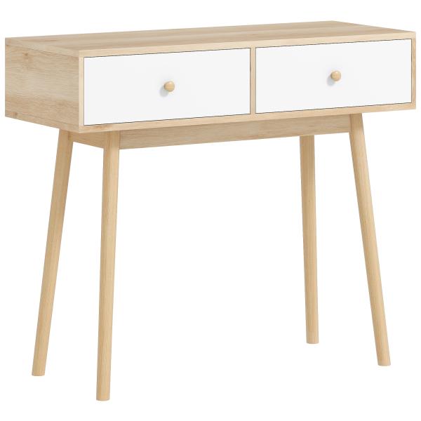Mesa Consola Moderna Consola de Entrada Estreita com 2 Gavetas para Corredor Entrada Sala ou Dormitório 86x35x75 cm Carvalho
