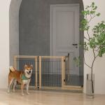 Barreira de Segurança para Cães Extensível de 2 Painéis e Pés de Apoio Triangular 112 - 159x44x70 cm Madeira