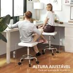 Banco Giratório com Rodas Altura Regulável 50 - 66 cm Assento Estofado em Imitação de Couro 34x34x50 - 66 cm Branco