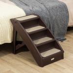 Escada Dobrável para Animais de Estimação de 4 Degraus Portátil com Tapetes Antiderrapantes 62x38x49,5cm Marrom Escuro