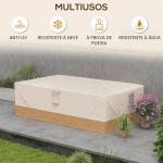 Capa Protetora para Móveis de Jardim 270x200x78cm Tecido Oxford 600D Impermeável Cobertura para Sofás Mesas Exterior com 4 Ventilações 5 Alças Cordão de Tração Bege