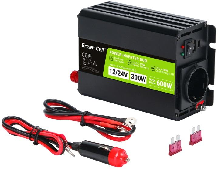 Conversor DUO 12V/24V - 220V 300W c/ Porta USB - GREEN CELL