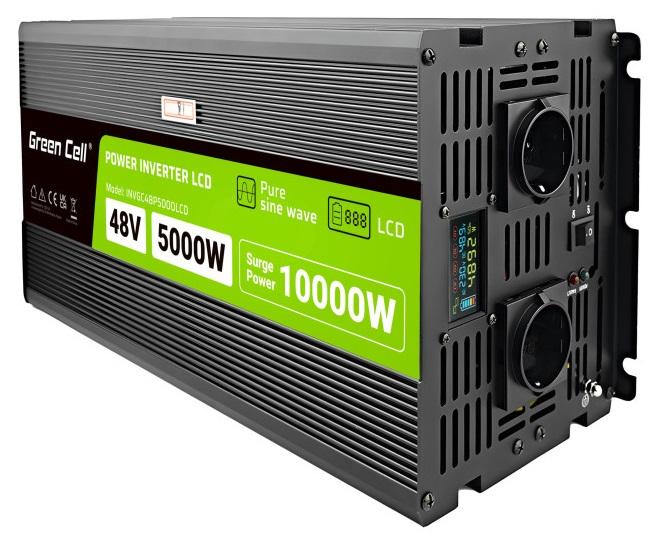 Conversor ONDA PURA 48V - 220V 5000W c/ Ecrã LCD - GREEN CELL