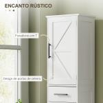 Coluna de Casa de Banho com 2 Prateleiras Ajustáveis Armário Alto de Casa de Banho Estreito Estilo Rústico 40x30x170 cm Branco