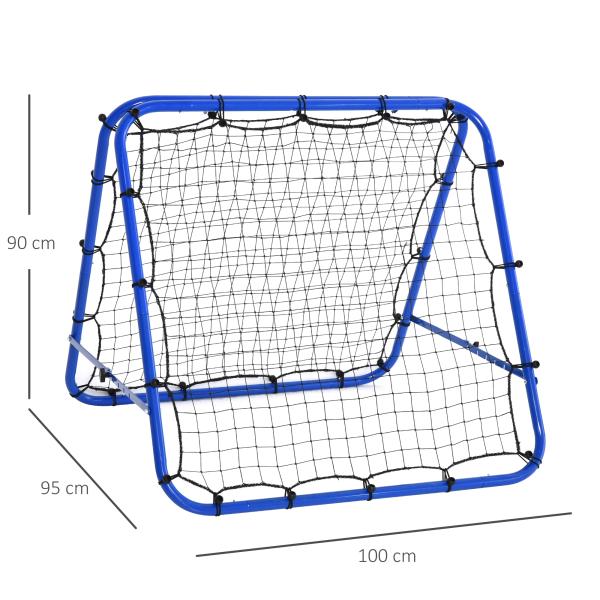 Rede de rebote dobrável para treinamento rebotador ajustável em 5 níveis em ângulo com tubo de aço 100x95x90 cm azul