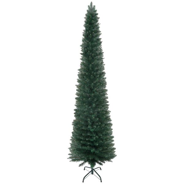 Árvore de Natal Artificial Altura 210cm com 510 Ramos de Folhas de PVC Ignífugos Base Dobrável e Suporte Metálico Verde