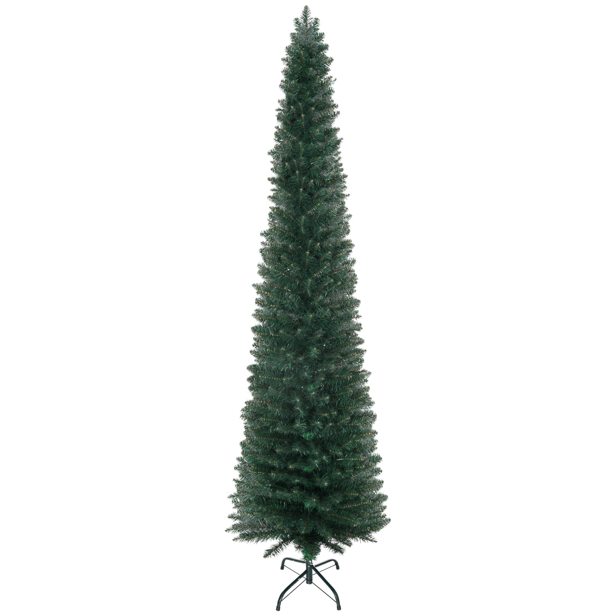 Árvore de Natal Artificial Altura 210cm com 510 Ramos de Folhas de PVC Ignífugos Base Dobrável e Suporte Metálico Verde