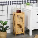 Armário Auxiliar Casa de Banho de Bambu Armário Casa de Banho com Prateleiras Ajustáveis Anti - Tombo 30x19,9x70 cm Madeira