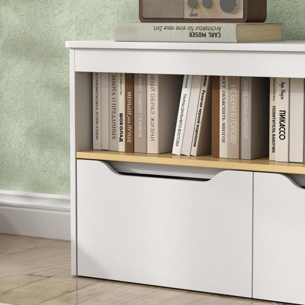 Organizador de Brinquedos Móvel de Arrumação Infantil com 2 Gavetas e Compartimento 80x30x45 cm Branco