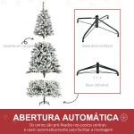 Árvore de Natal Artificial 225 cm com Neve Ignífugo com 1300 Ramos Folhas de PVC Base Dobrável Verde