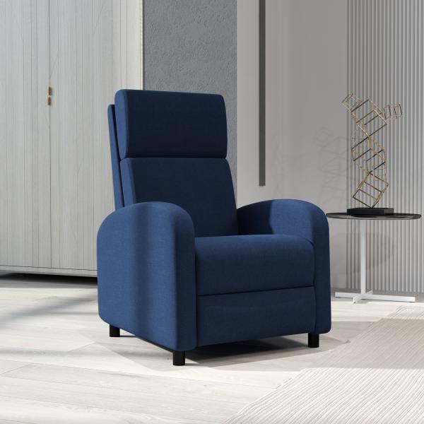 Cadeirão Relax Reclinável até 160° com Apoio para os Pés, até 120 kg, 64x86x102 cm, Azul - Escuro