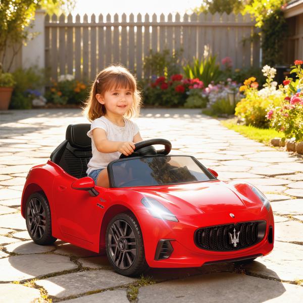 Carro Elétrico para Crianças Maserati Gran Turismo Folgore 12V Controlo Remoto Faróis Buzina e Música MP3 98x59x43 cm Vermelho