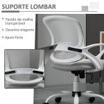 Cadeira de Oficina Ergonômica Basculante com Altura Ajustável Assento Giratório 360° Suporte Lombar e Malha Transpirável 61x61x89 - 99cm Cinza e Branco