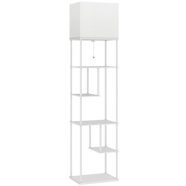 Candeeiro de Pé com Prateleiras Brilho e Temperaturas de Cor Ajustáveis 3000K - 6500K e Temporizador 40x29x171 cm Branco