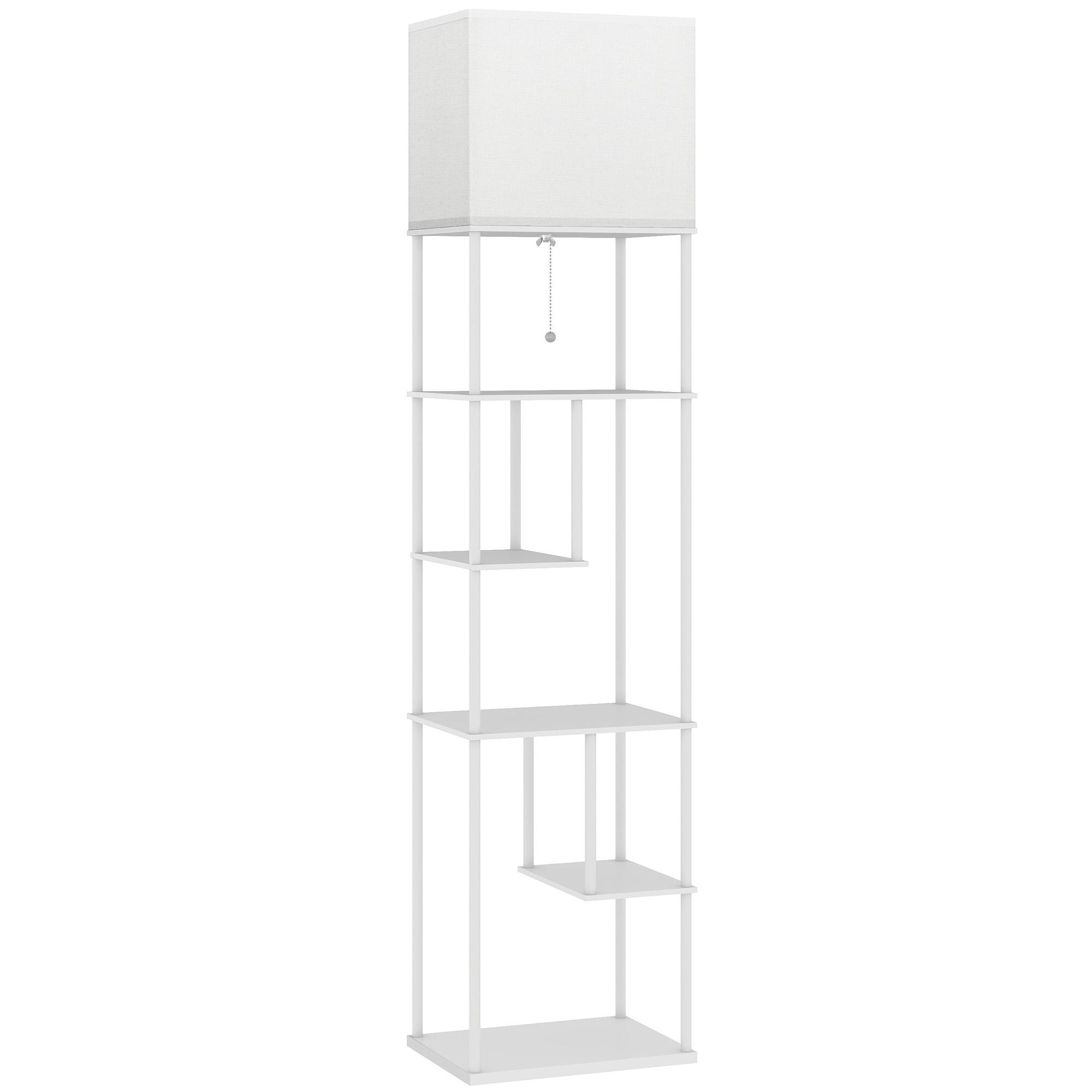 Candeeiro de Pé com Prateleiras Brilho e Temperaturas de Cor Ajustáveis 3000K - 6500K e Temporizador 40x29x171 cm Branco