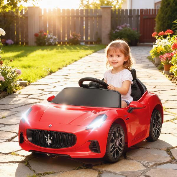 Carro Elétrico para Crianças Maserati Gran Turismo Folgore 12V Controlo Remoto Faróis Buzina e Música MP3 98x59x43 cm Vermelho