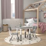 Mesa e Cadeiras para Crianças de 3 Peças com Altura Ajustável para Sala de Jogos Quarto Escola Infantil Branco e Cinza