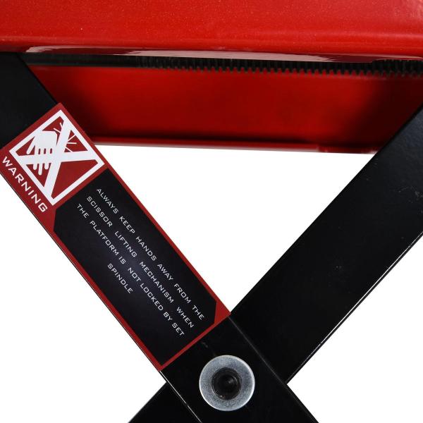 Plataforma de Elevação Tipo Tesoura com Altura Ajustável Carga 500kg 41,5x23,5x10 - 37cm Preto e Vermelho