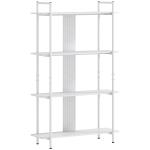 Estante de 4 Níveis Estante para Livros com Painel Perfurado e Estrutura Metálica 100x35x160,5 cm Branco