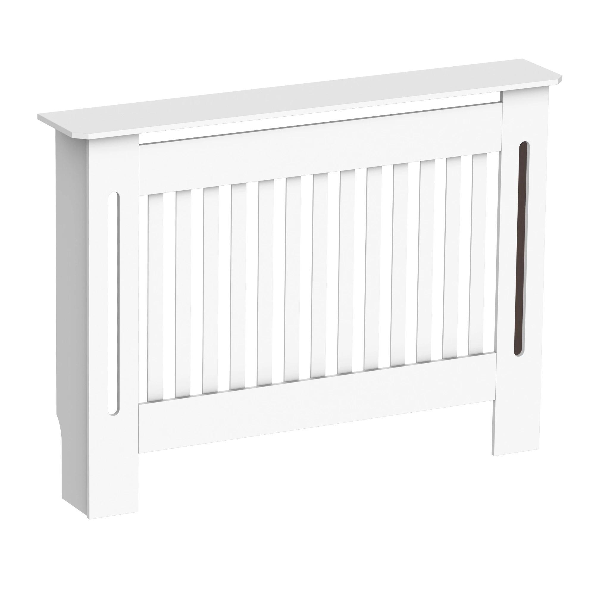 Cobertura Radiador Moderna de MDF com Prateleira Superior para Sala de Estar Dormitório Escritório 112x19x81cm Branco