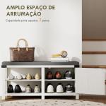 Banco Sapateira Rústico Organizador de Sapatos com Compartimentos para 7 Pares de Sapatos 100x40x48 cm Branco com Veios e Cinza