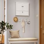 Armário Casa de Banho de Parede Rústico com Prateleira Ajustável Dupla Porta Porta Basculante e Fecho Magnético 60x19,5x60 cm Branco