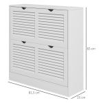 Sapateira Moderna com 2 Gavetas Rebatíveis e Prateleias Ajustáveis para 16 Pares de Sapatos Sapateira Compacta 81,5x25x83 cm Branco