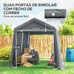 Tenda de Jardim para Bicicletas com Estrutura Metálica, 2 Portas com Fecho, Impermeável, Anti - UV, 2,4x2x2 m, Cinzento Escuro