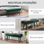 Banco de Pé de Cama Multifuncional e Moderno Banco de Dormitório com Pés de Aço e Assento Acolchoado 100x36x45 cm Verde