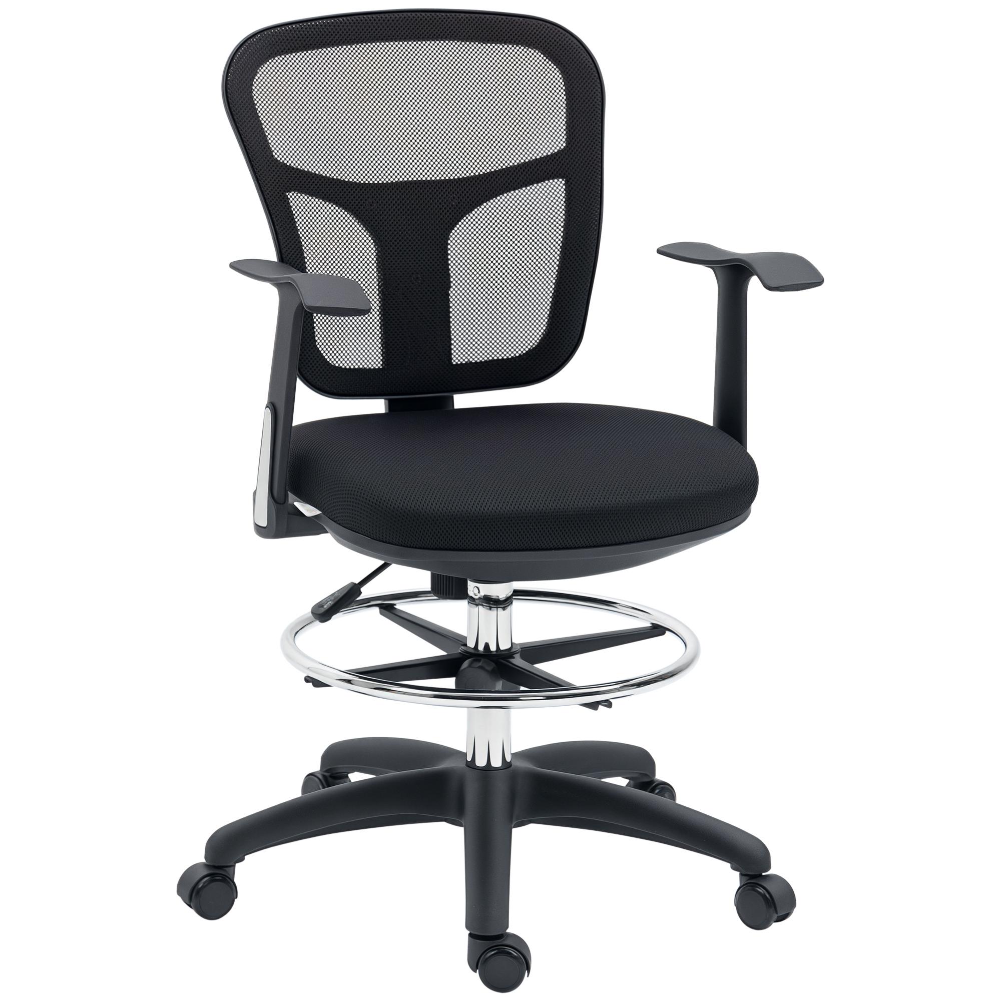 Cadeira de Escritório Ergonómica com Apoio para os Braços Apoio para os Pés e Assento Ajustáveis 59x59x95 - 115cm Preto