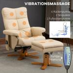 Poltrona Relax Reclinável com Apoio de Pés, 10 Pontos de Massagem, Giratória, Comando à Distância, Bolso Lateral, Creme