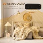 Aquecedor Elétrico de Parede 2000 W com 3 Modos, Ecrã LED, Termóstato, Temporizador e Oscilação, Preto