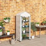 Estufa de Jardim com 4 Prateleiras e Cobertura de PE Estufa de Aço para Cultivo de Plantas Flores 69x50x165 cm Branco